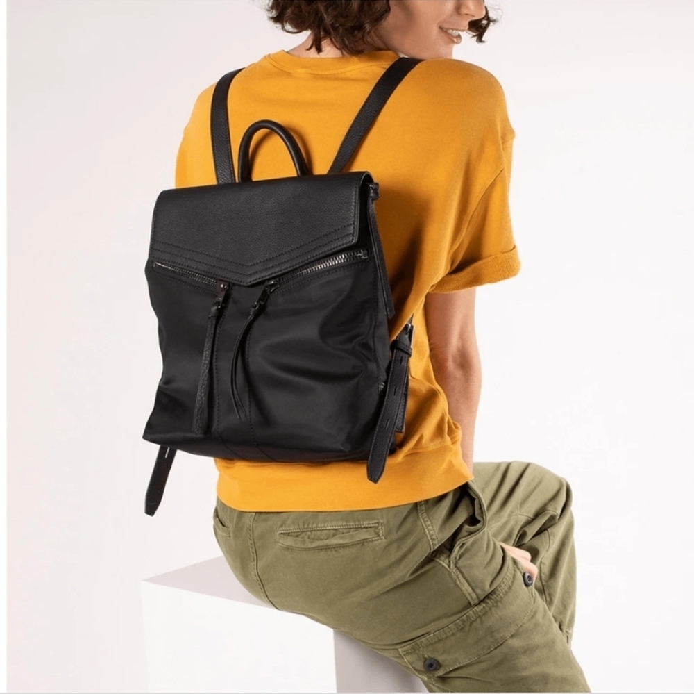 Botkier Trigger Backpack Black Nylon Multi Functional Adjustable Shoulder Straps